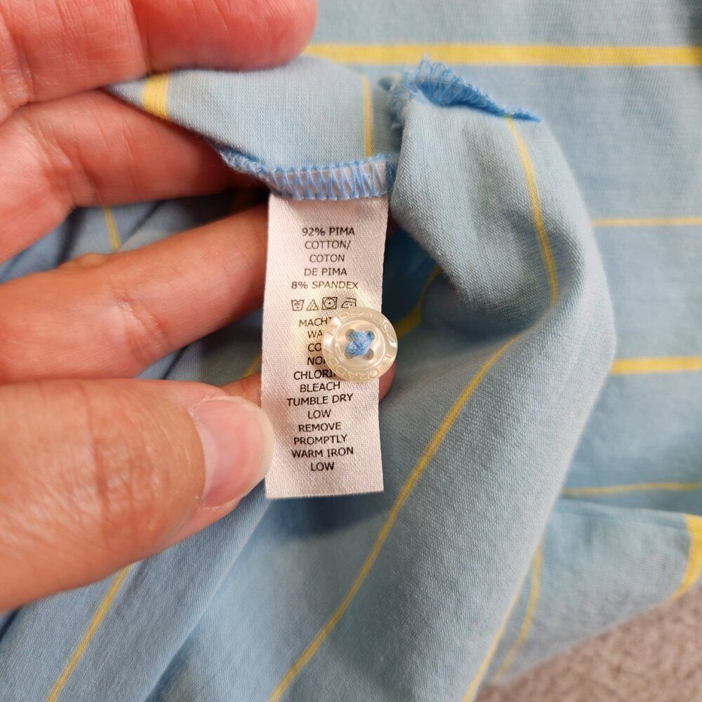 B Draddy Shirt Mens XL Blue Striped Golf Polo Pima Cotton Chest Pocket Comfy - Picture 10 of 15